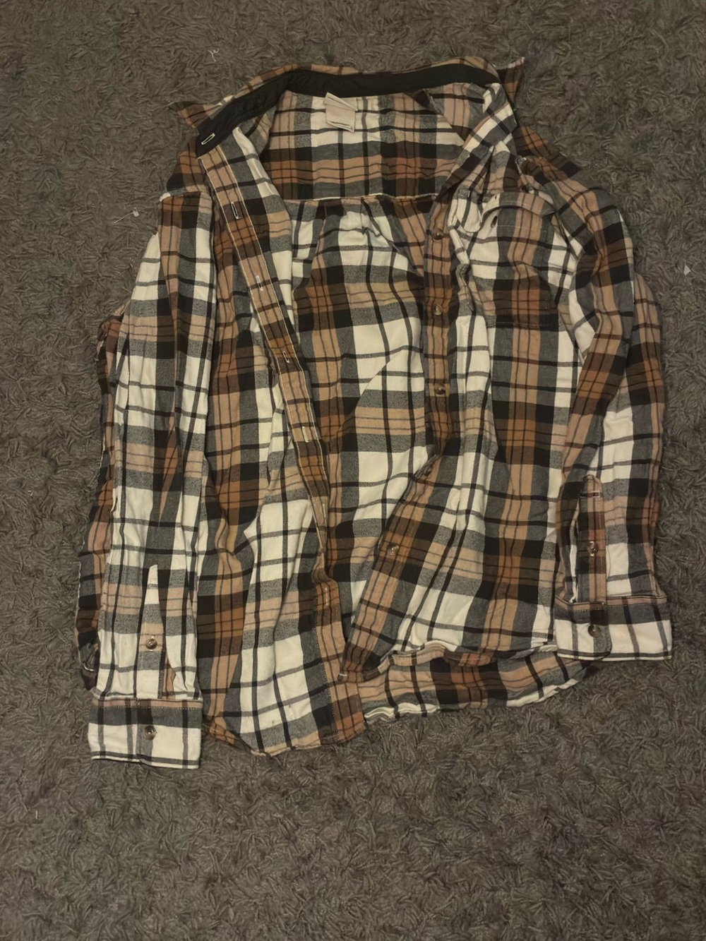 North Face Button-Up Shirt - Brown & White